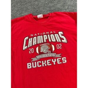 Vintage Ohio‎ State Buckeyes Shirt Mens XL Red 02 National Champions Long Sleeve